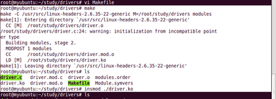 Ubuntu10.10中在终端编译一个简单模块，通过