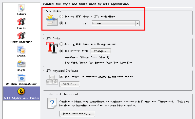 注意在框起来的部分中可以选择 GTK 的样式