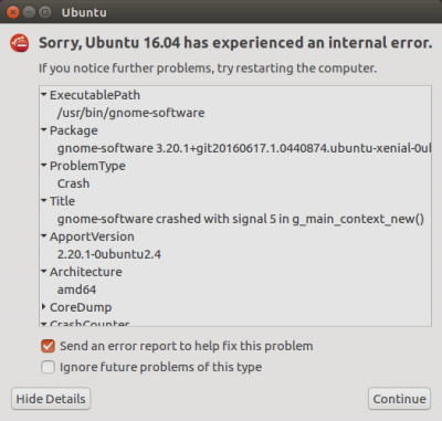每次开机都有Ubuntu16.04 has experienced an