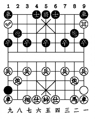 xq 小棋盘风格。底部红方棋路编号 九到一 的位置有点偏右，待优化