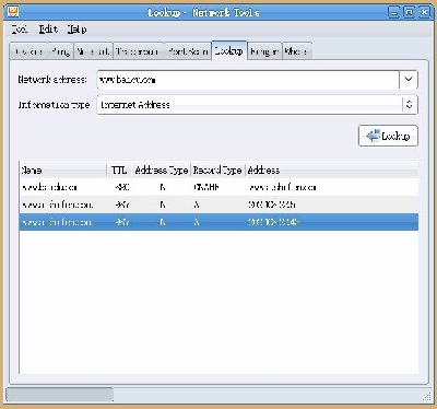 网络工具中的lookup，搜索baidu