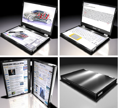 Canova：来自意大利米兰一家公司V12 Design，采用了双触摸显示器，上面的是主显示器，下面的代替键盘和鼠标，还可当作绘图板。