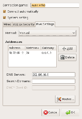 我有去看了一下network manager  发现 里面是这个  我设的 是ip 59.72.65.12  netmask  255.255.255.0   gateway  59.72.65.254  但是显示 却是 这个