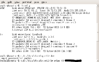 然后配置 network manager  mac   dns   ip    全设置了，然后我又回到设置里发现 那个 netmask 怎么是24阿 如图9 ？？<br /> 再用ifconfig查看  有变化哦  显示ip等了