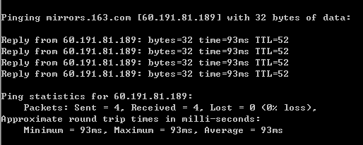Ping cn99的结果。还是163