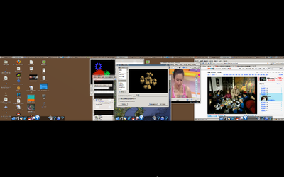 从左到右: glxgear  googleearth  gnome屏保预览，smplayer xv ,firefox youku