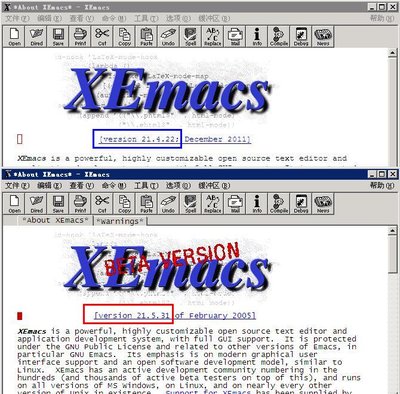 xemacs 21.4.22/21.531 for Windows都能正常显示中文菜单，但保存翻译好的menubar-items.el 时文字编码有严格要求：xemacs 21.4.22必须使用除utf-8和unicode的其它编码；xemacs 21.5.31则必须是utf-8或unicode, 反而不能是gbk/gb2312