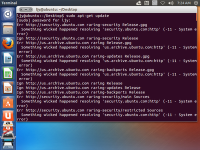 运行sudo apt-get update后的头部截图